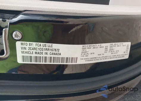 2024 Chrysler Voyager Lx из США, поврежденный, VIN 2C4RC1CG1RR167872